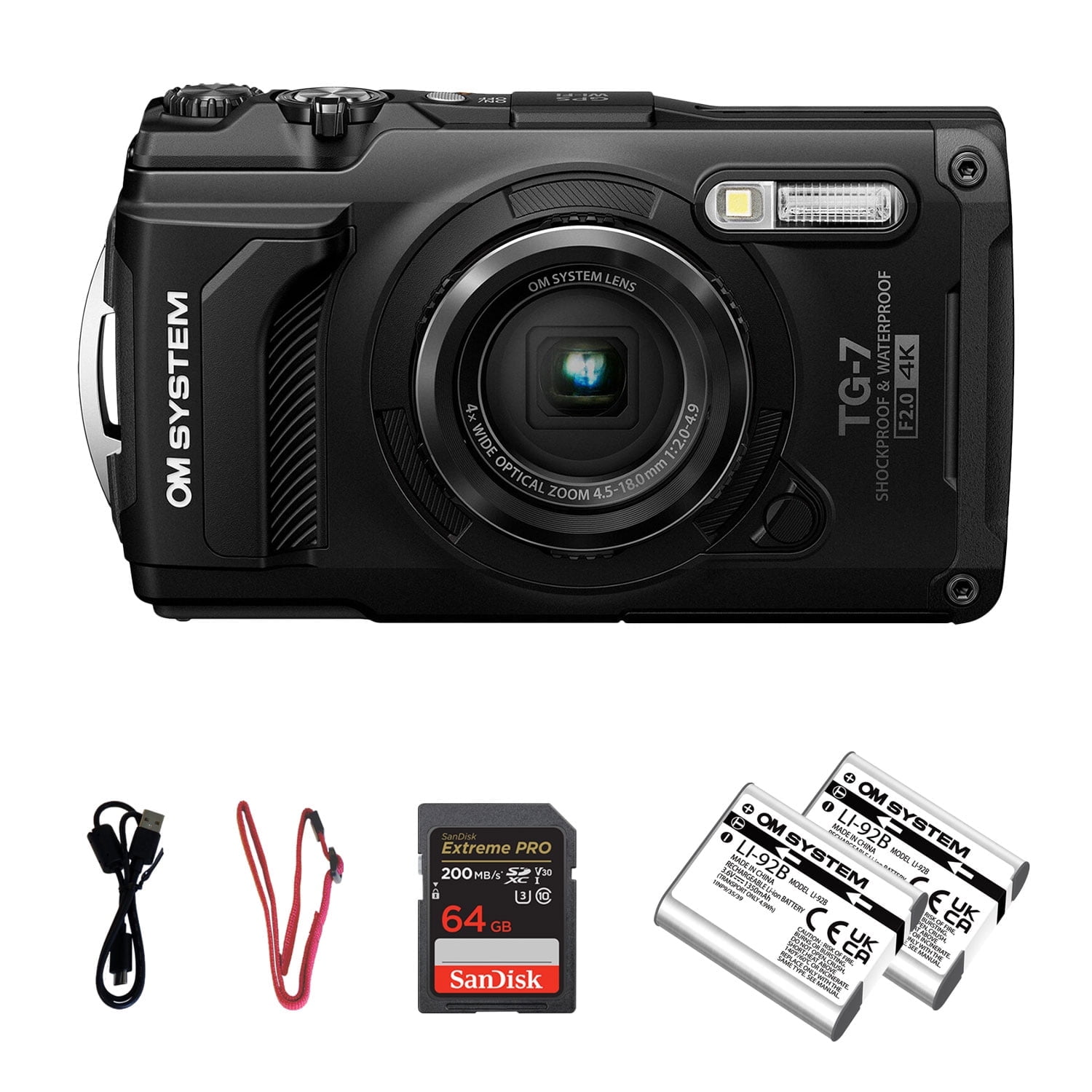 Olympus TG-6 Waterproof Camera Bundle - Extra Batteries, 64GB Card