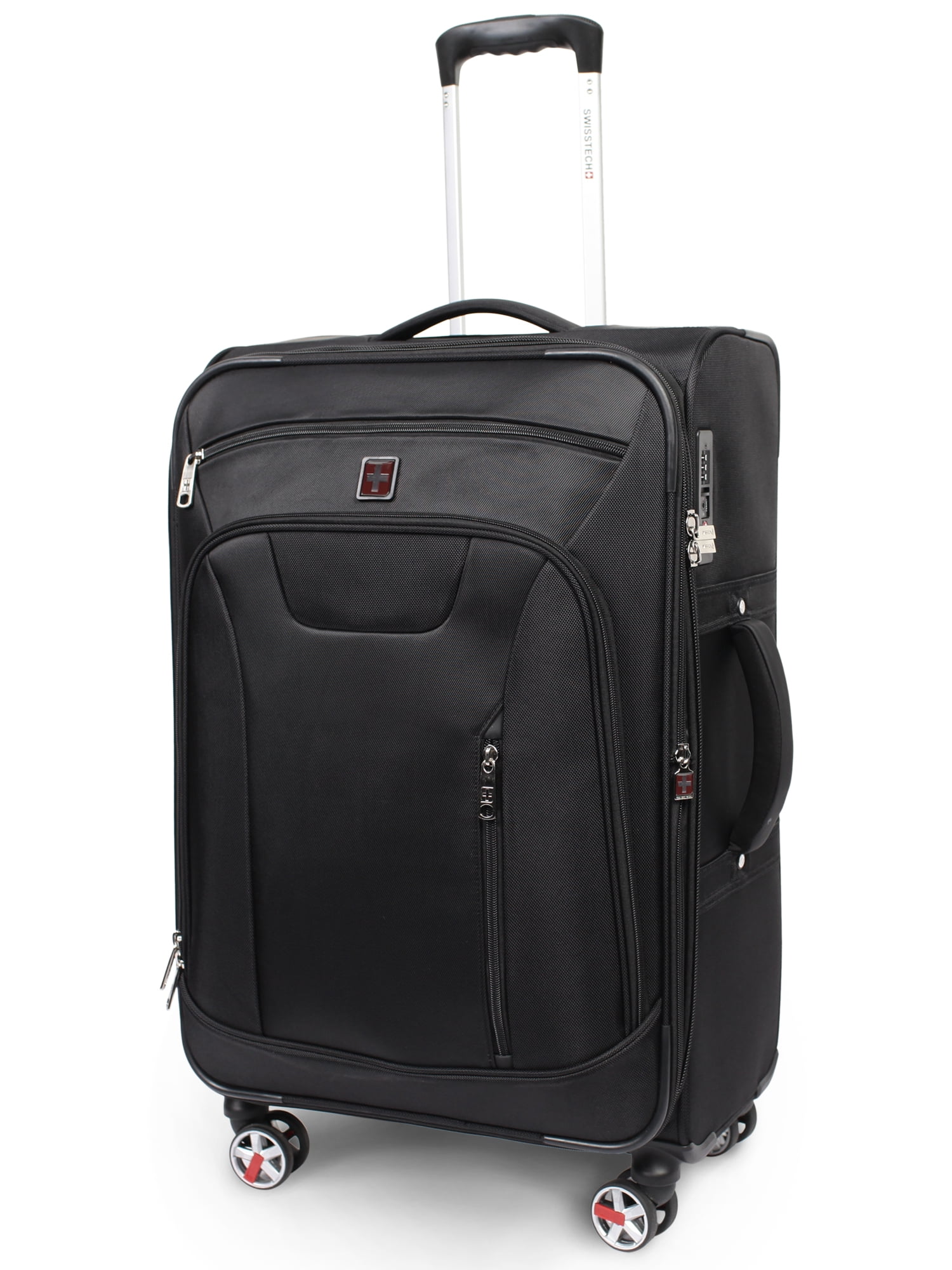 SwissTech Executive 25in Softside 8-Wheel Checked Luggage, Black