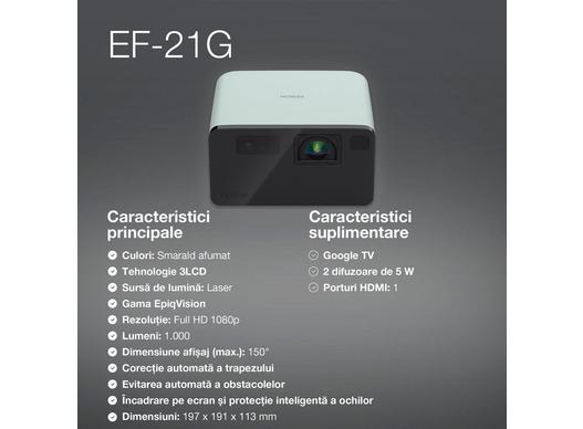 Epson EF-21G, mini proiector laser, 1.000 lumeni, ecran de până la