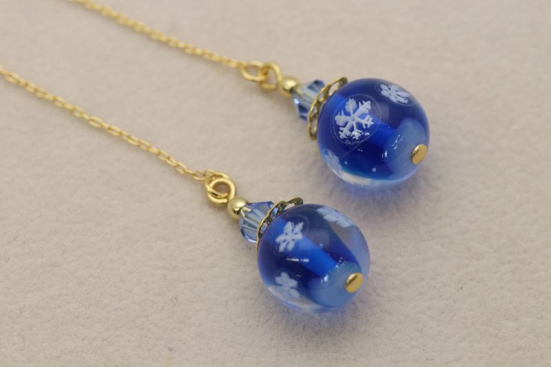雪の結晶【青色】アメリカンピアス【yuki-10mm-S4-005-amp】 - とんぼ