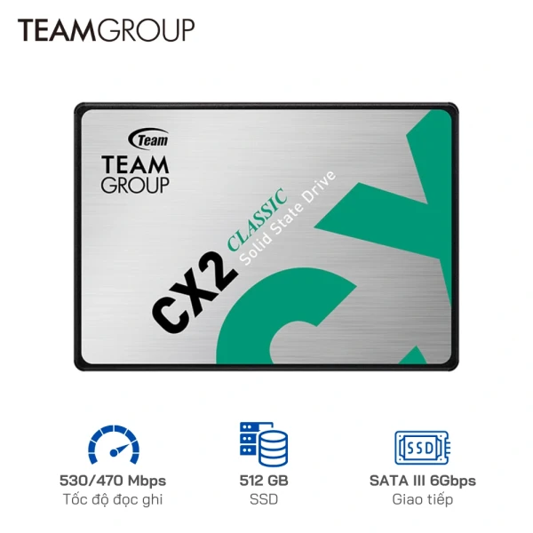 Ổ cứng SSD TeamGroup CX2 512GB 2.5 inch SATA III Chính Hãng