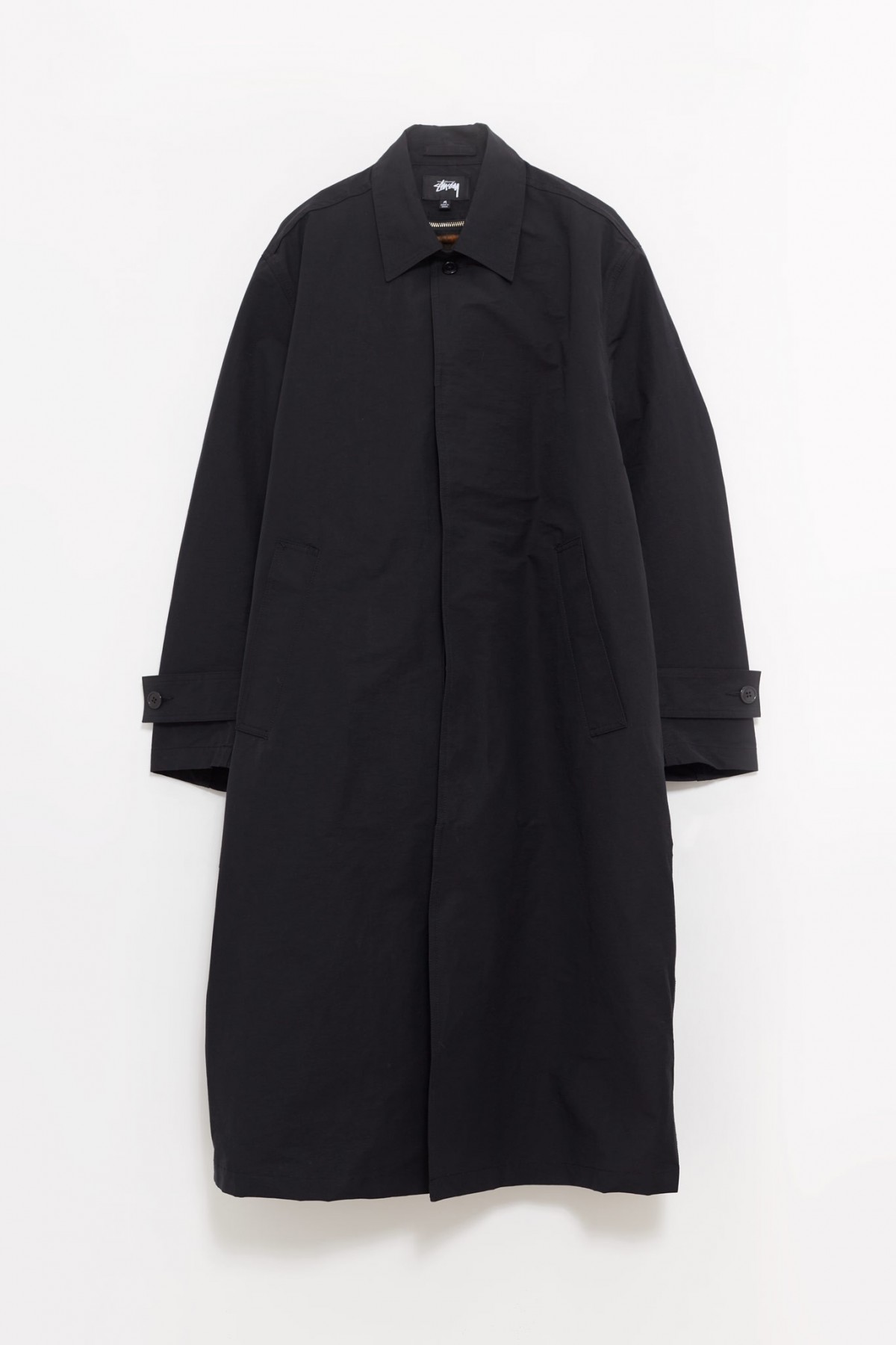 STUSSY BLACK ALL SEASON TRENCH COAT | IAMNUE