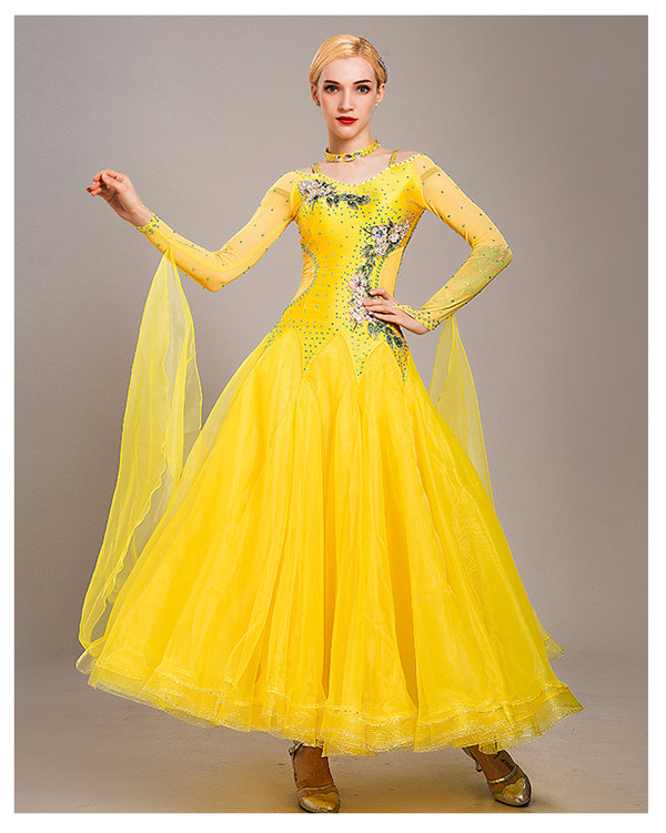 送料無料】社交ダンス モダンドレス 大きい裾 豪華な社交ダンスドレス