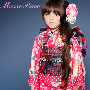 レンタル】7歳用七五三着物 mezzo piano(メゾピアノ)四つ身着物フル