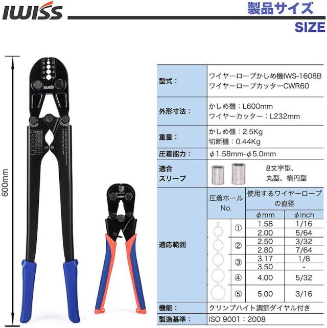 アイウィス(IWISS) オーバルスリーブ ワイヤーロープ アルミスリーブ