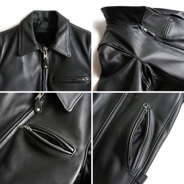 ショット SCHOTT 643 当店別注 襟付き シングルライダース ブラック