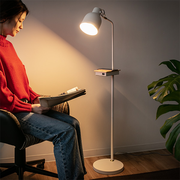 フロアライト LED付き 3段階調光 充電機能付き タッチセンサー機能付き
