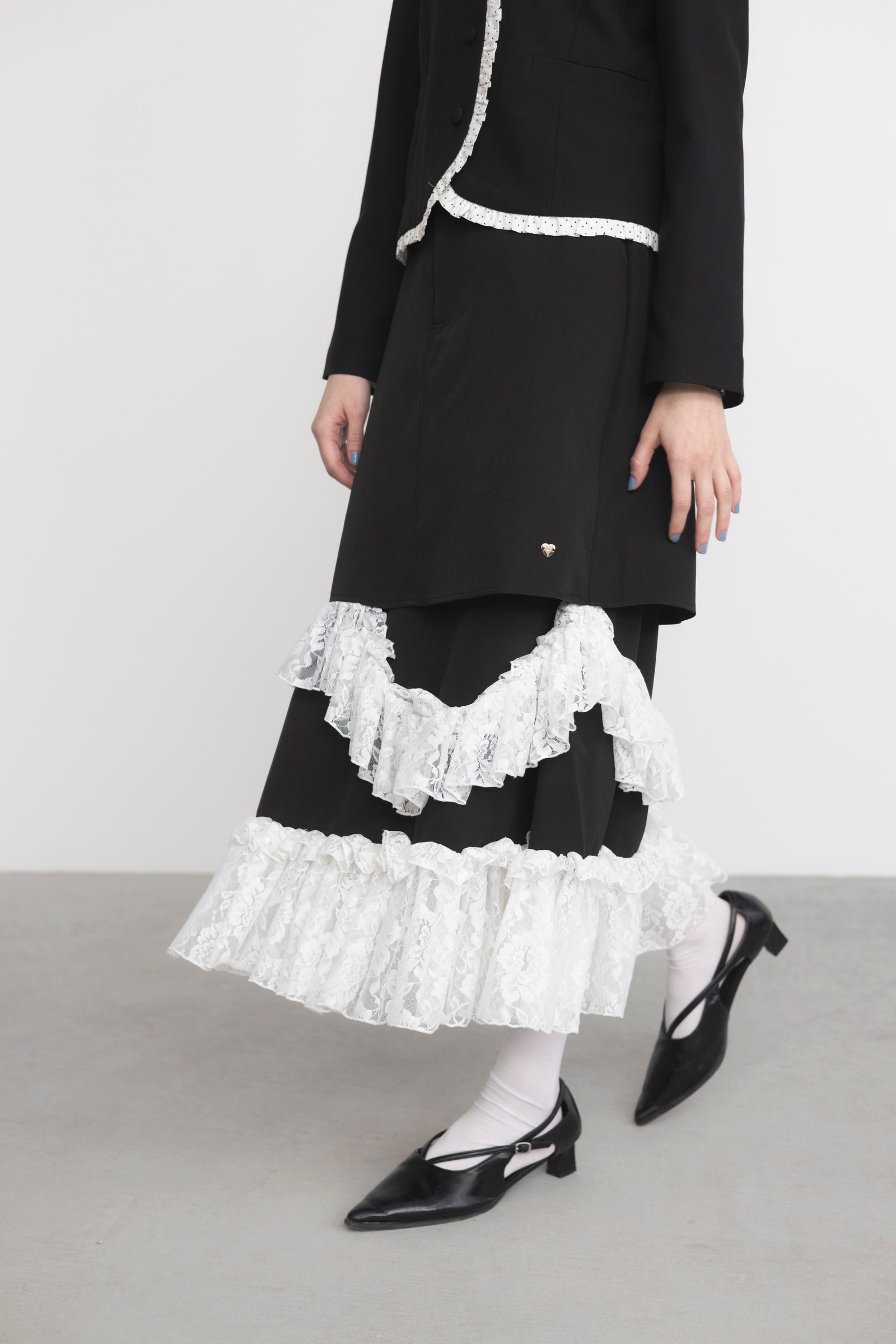 asymmetry lace frill skirt – idem