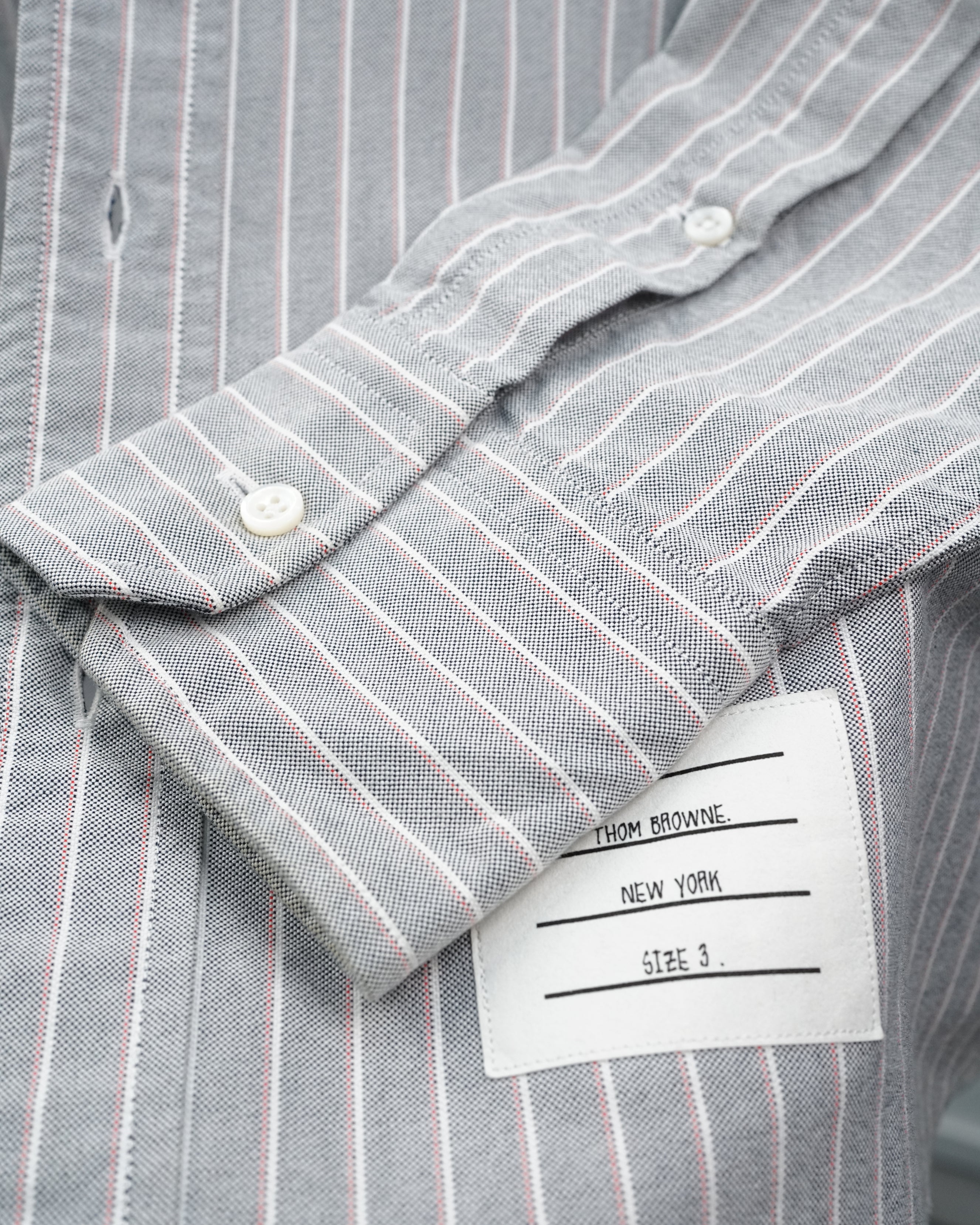 THOM BROWNE STRIPE LONG SLEEVES SHIRT MEDIUM GREY SIZE 3 - IDWX