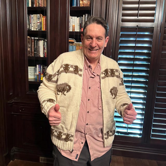 Custom Cowichan Sweater, Mary Maxim Buffalo Handmade Cardigan