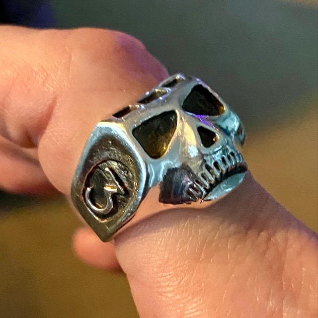 ジョニー・デップのレプリカ装飾スカル海賊リングスターリングシルバー