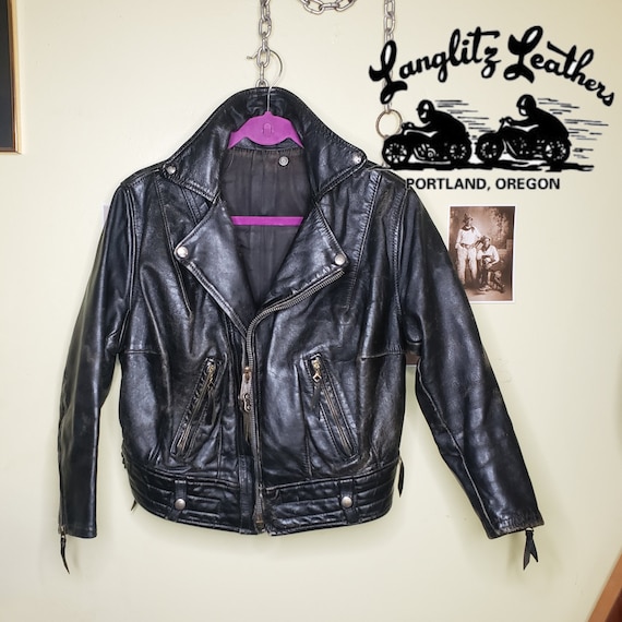 Rare 50s 60s Langlitz Columbia Leather Jacket Petite Ladies Large