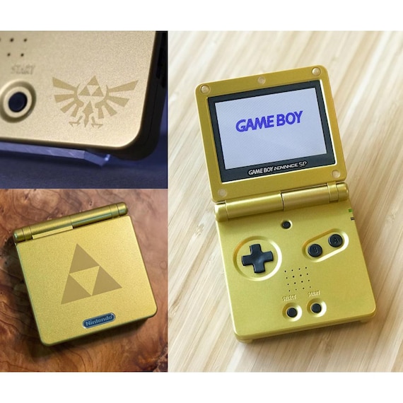 Nintendo Game Boy Advance GBA SP Zelda Triforce Custom Gold System