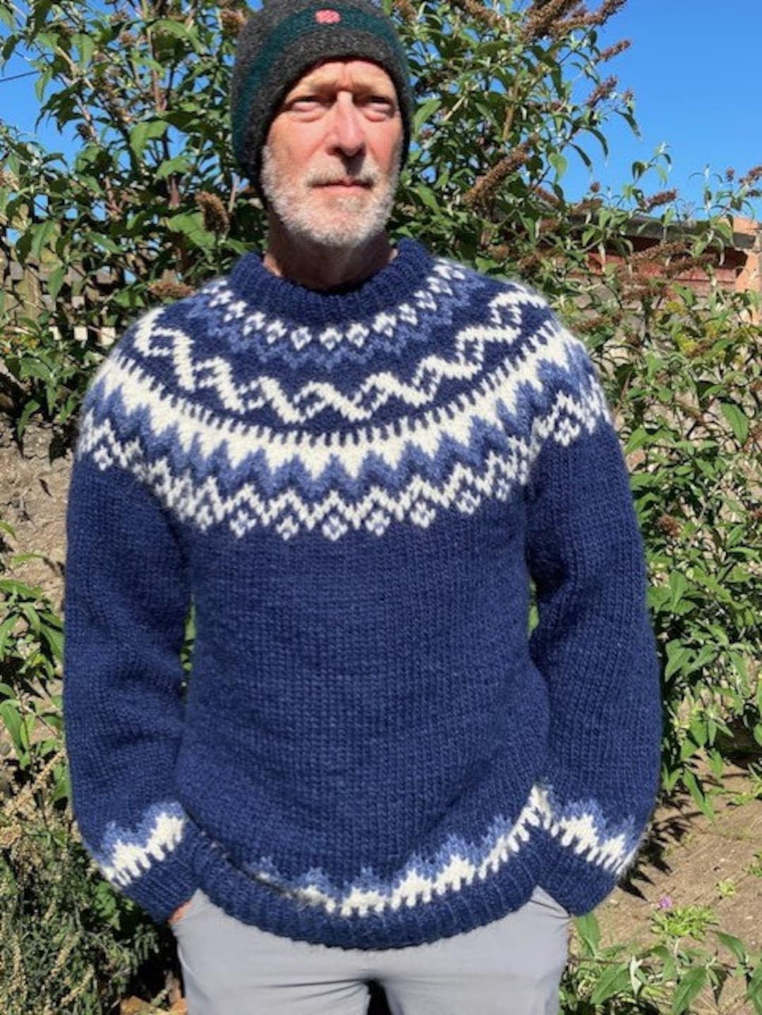 Hand Knitted Icelandic Alafoss Lopi Wool Jumper Sweater 100