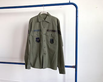 Small 50s Hercules Khaki Mountain Cloth Work Shirt / 1950s Gusset