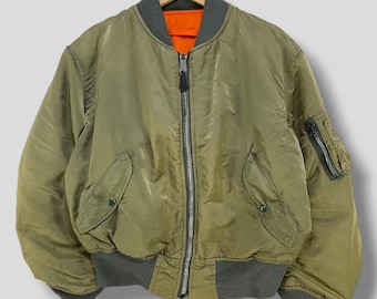 Vintage 90s Alpha Industries Distressed Bomber Jacket Military