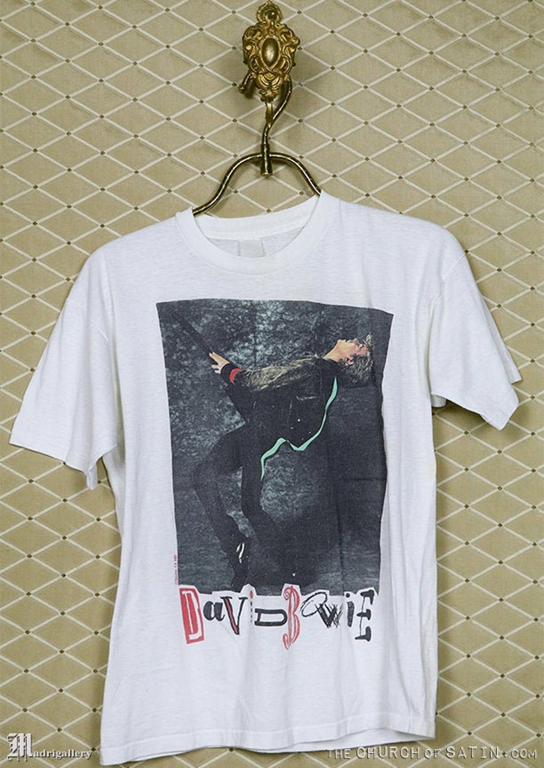 David Bowie Glass Spider Tour T-shirt, Rare Vintage White Concert