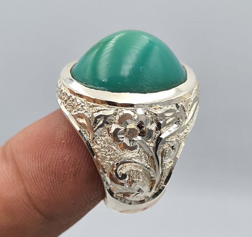 Green Turquoise Rare Tomb Shape Sabza Hussaini Feroza Unheated