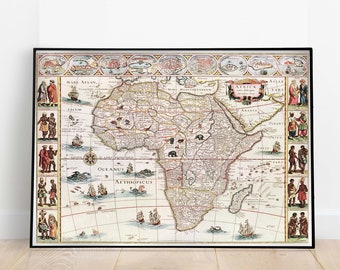 1500年代のアフリカの地図 034 古代旧世界地図作成 探検 サファリ