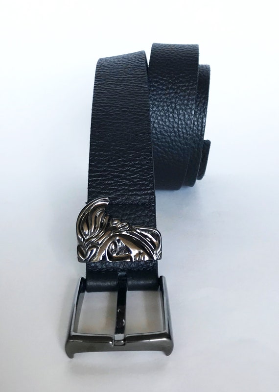 VERSACE COLLECTION Men's BELT Black Leather Medusa Head Face