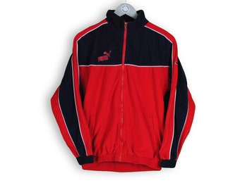 Vintage PUMA Men's Track Jacket Size S Authentic Red Black Retro