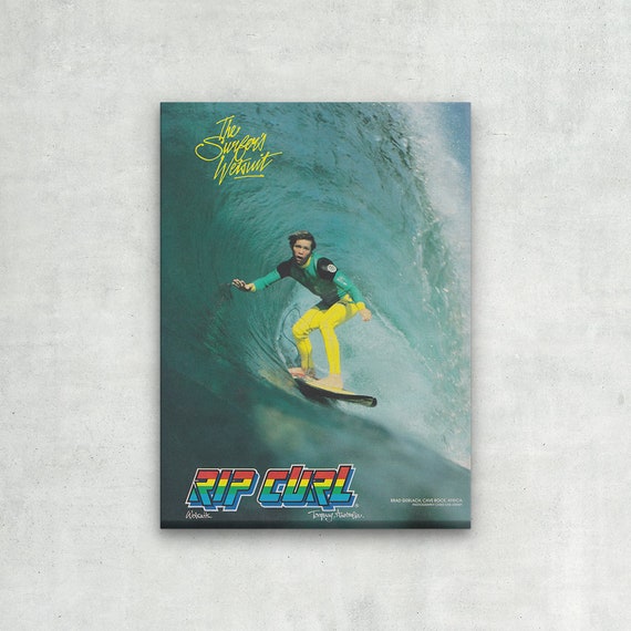 WRAPPED CANVAS - Vintage Rip Curl Wetsuits Surfing Print - Surfing