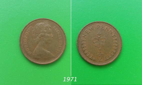 イギリス 1/2 ニュー ペニー、1971 年、1973 年、1975 年、1976 年