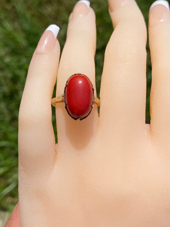 世紀の変わり目のアンティーク地中海珊瑚リング - Etsy 日本