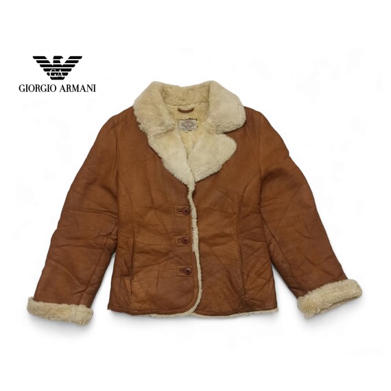 Vintage 80s Giorgio Armani Milano Armani Jeans Brown Shearling Fur