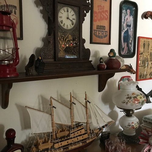 ヴィンテージ カリフォルニア陶器 リーフボウル：赤オレンジに金の