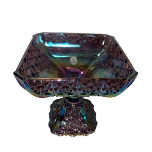 ヴィンテージ フェントン ボタン＆ボウ アメジスト 虹彩ガラス