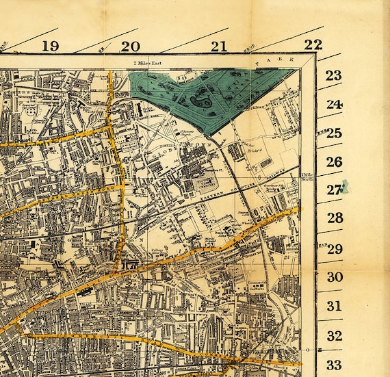 1860年イギリス・ロンドンの歴史的地図。レストレーション・ハード