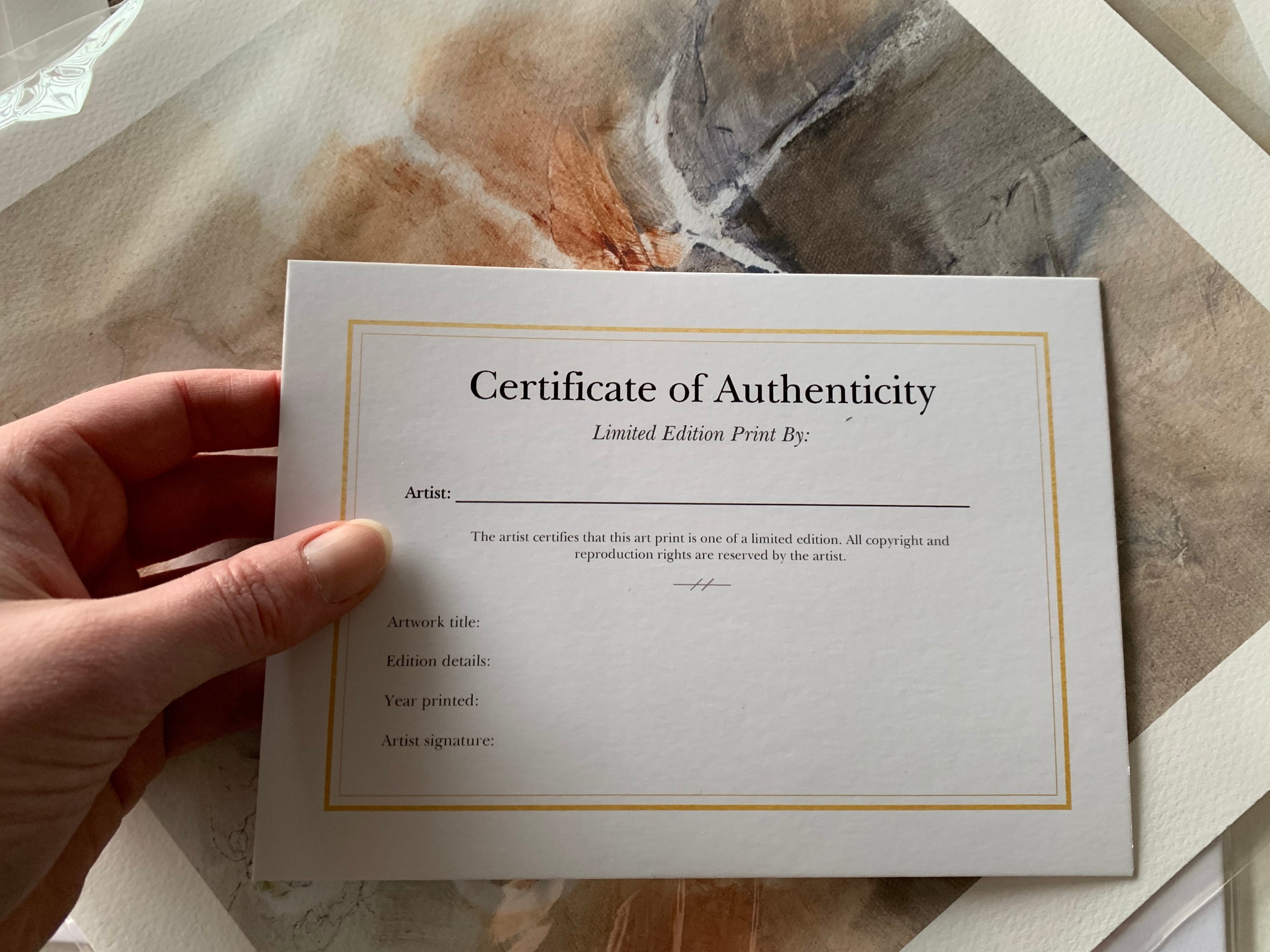 Limited Edition Art Print Certificate of Authenticity Cards - Etsy