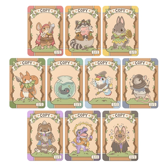 Set of 10 Bloomburrow 1/1 Copy Tokens // Illustrated Cards for