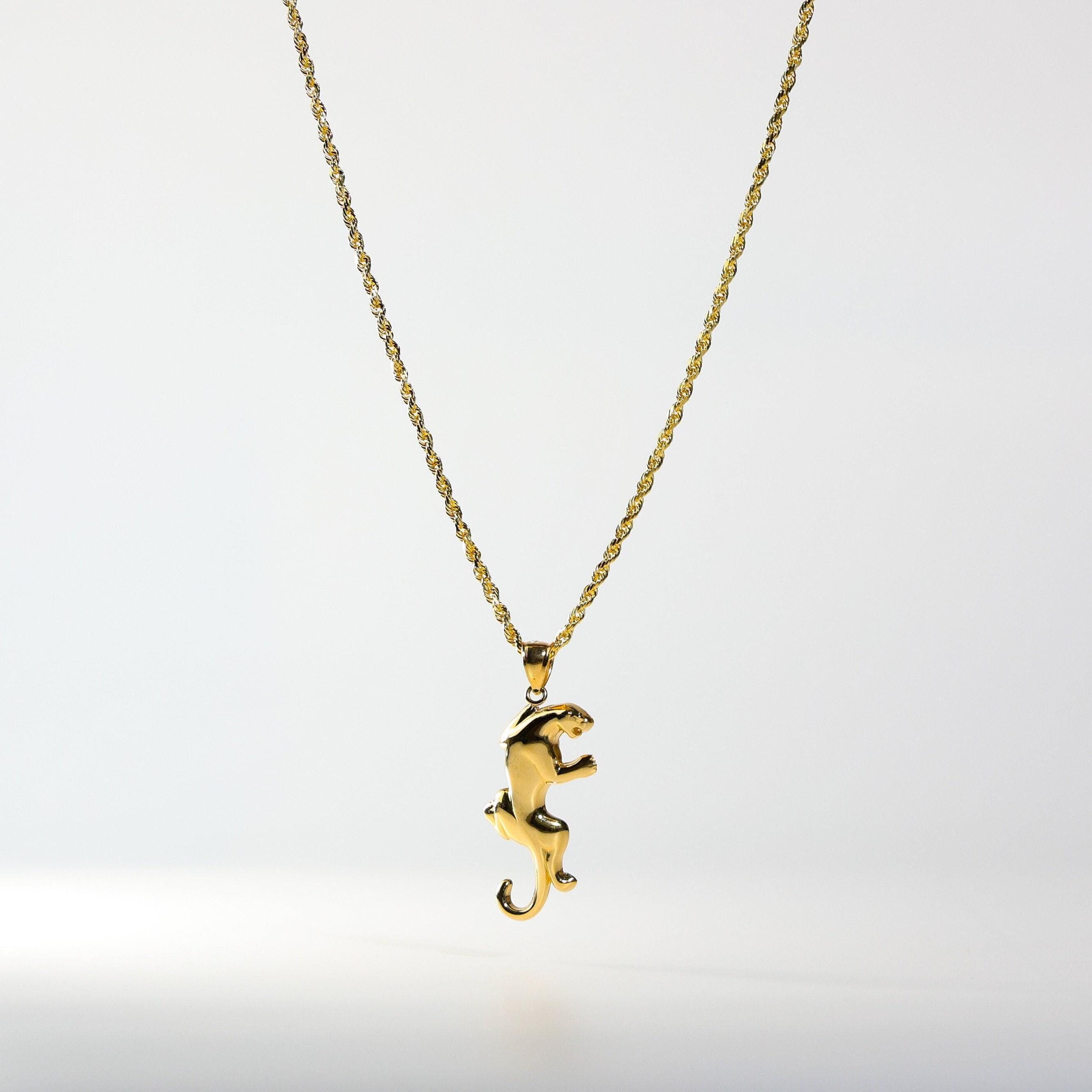 14K Solid Gold Puma Pendant – Elegant Panther Necklace, Luxury