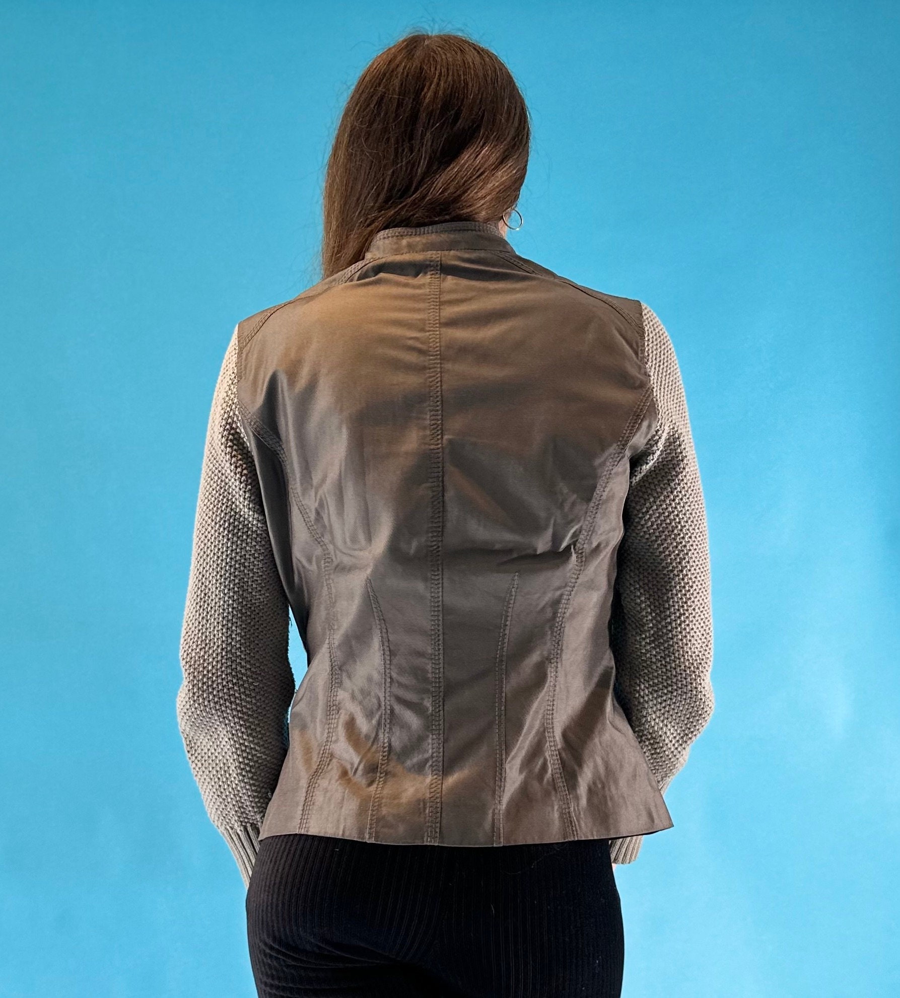 Vintage Y2K 2000s Double Zip up Jacket With Knitted Sleeves. - Etsy