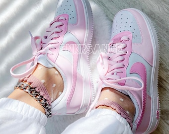 カスタム ナイキ エア フォース 1 ロー ベビーピンク/ホットピンク