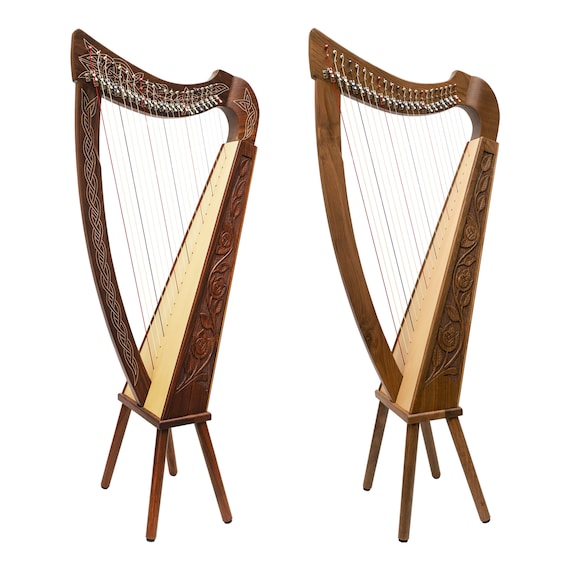22弦ケルト・アイリッシュハープ（レバー付き、無垢材、パッド入り