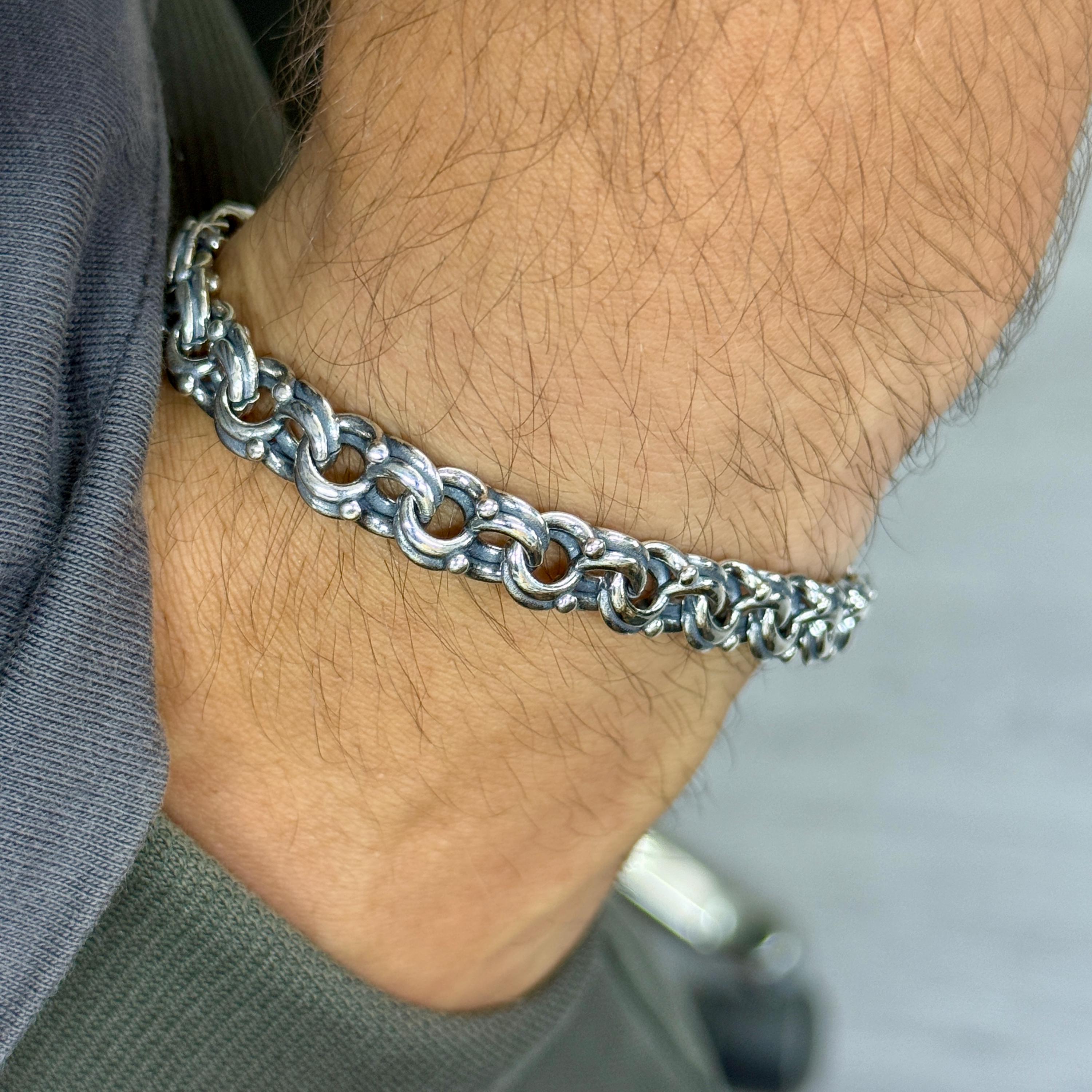 Solid Silver Chain Bracelet, Sailor Chain Bracelet, Link Chain Men