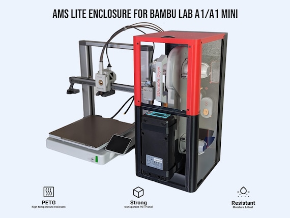Bambu Lab A1/A1 Mini AMS Lite Enclosure: Transparent PET Panel