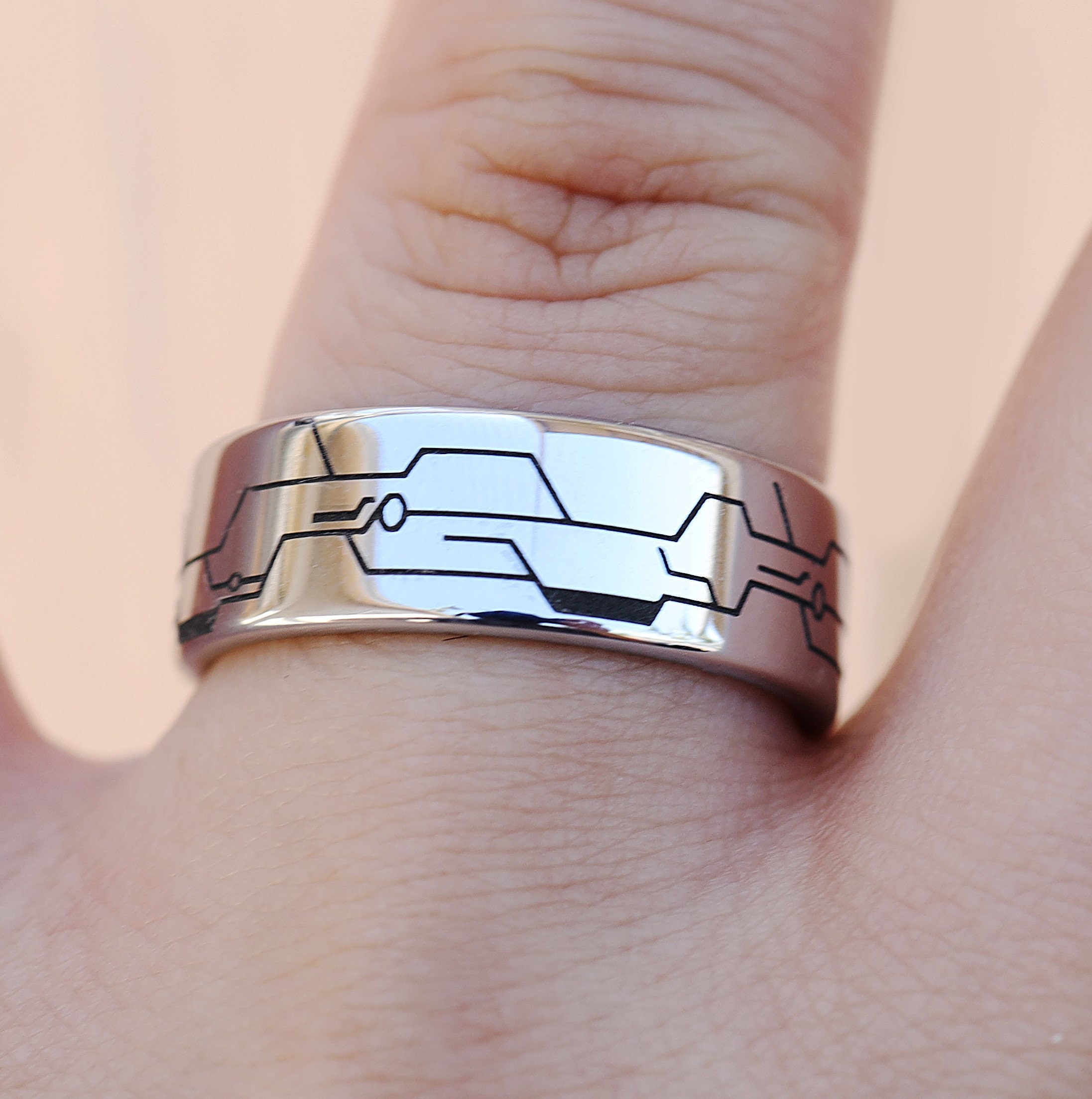 Silver Metal Nier Automaton Nier Automata Ring, Black Box Ring