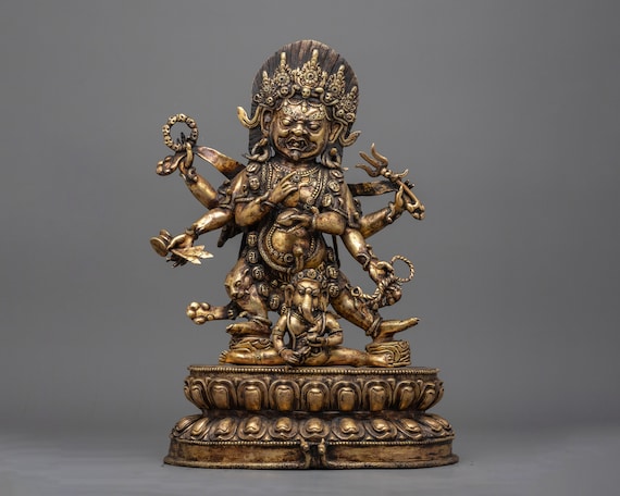 六本腕のマハーカーラとガネーシャ像 | 神の知恵の守護者 | もともと