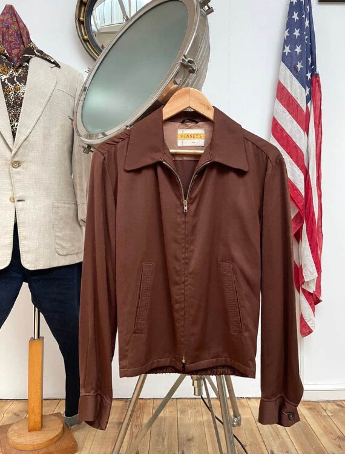 Superb Original Vintage 1950s 50's Penney's Brown Gabardine Silk