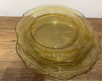 ヴィンテージ ラージ フェデラル ガラス アンバー マドリッド ラウンド