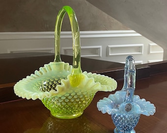 フェントン ワセリン ガラス ラージ バスケット; フェントン ウラン