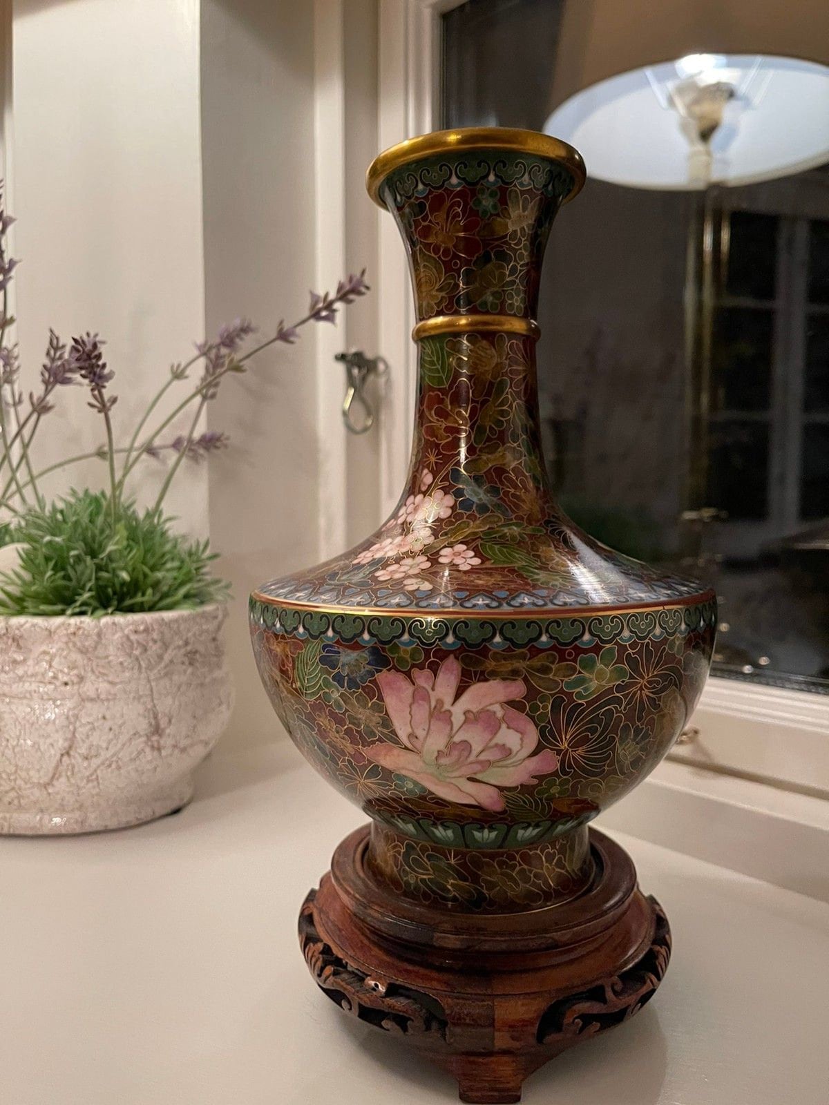 18/1900 年代の中国製セミアンティーク / ヴィンテージ七宝焼き花瓶