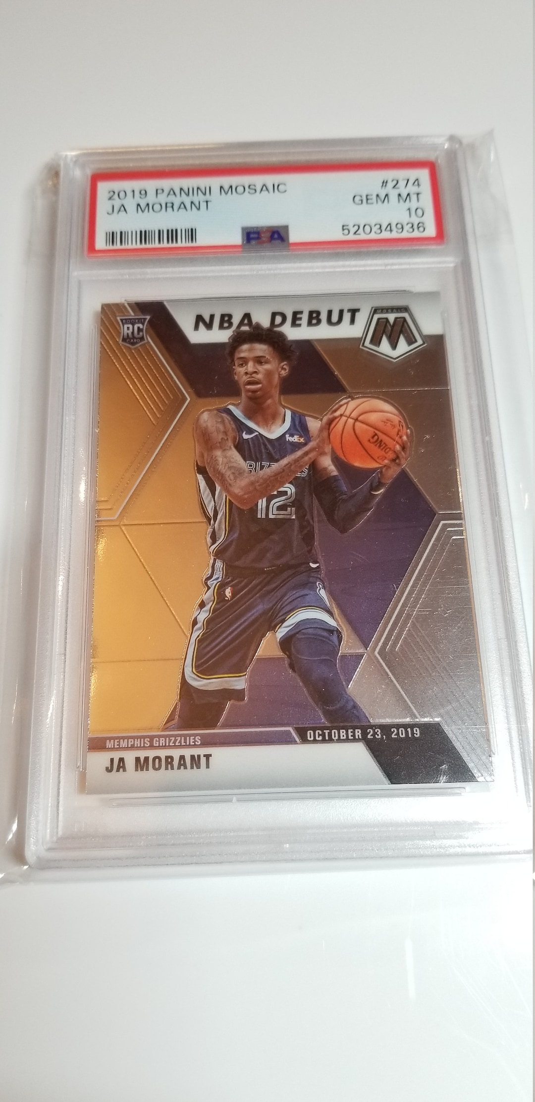 2019 Mosaic Ja Morant NBA Debut Rookie Card #274, PSA 10! - Etsy