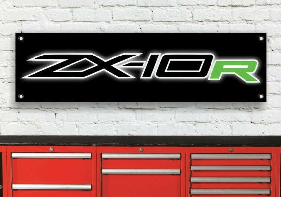 Br158b Kawasaki Zx10r Logo Workshop Banner Sign - Etsy