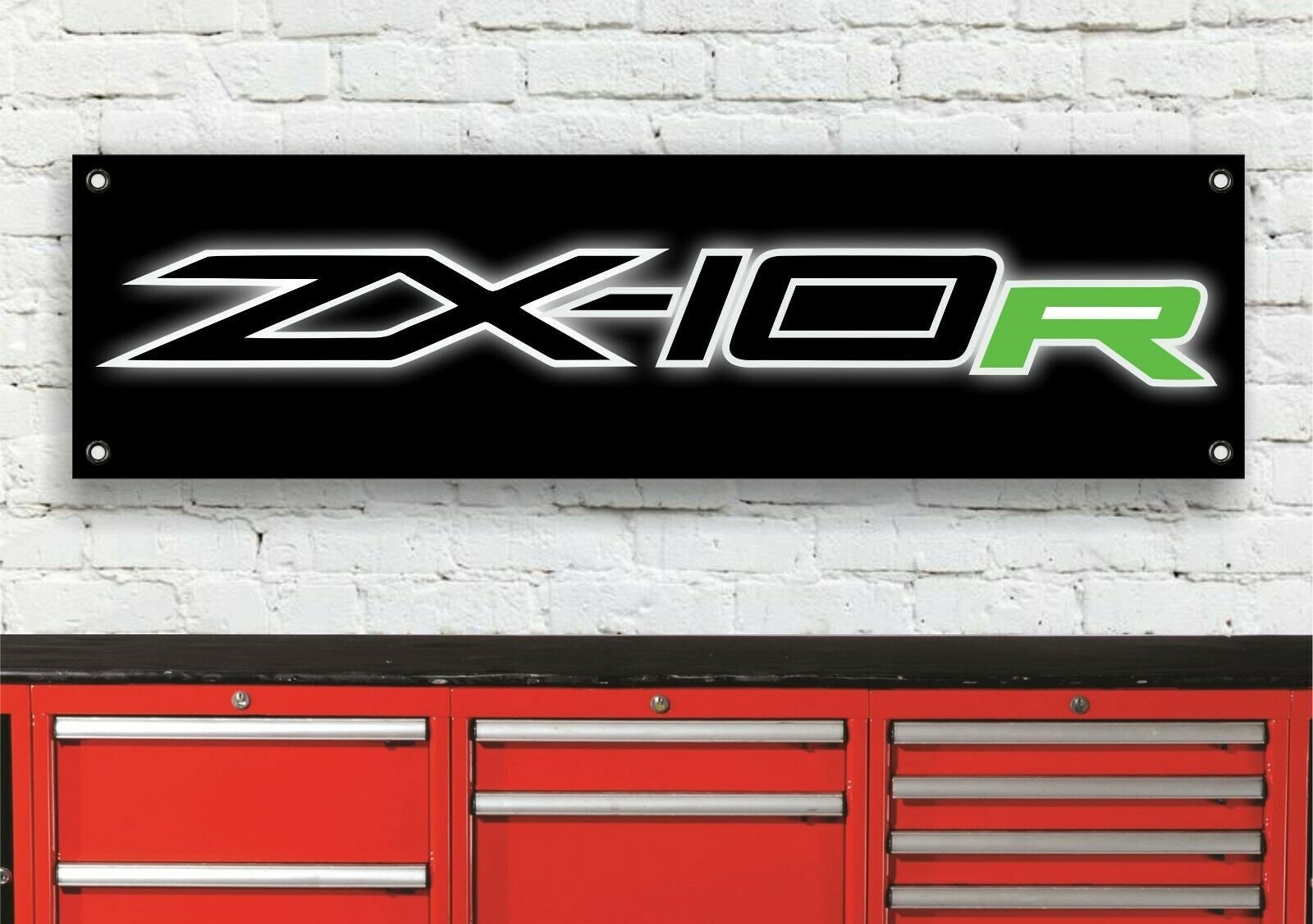 Br158b Kawasaki Zx10r Logo Workshop Banner Sign - Etsy