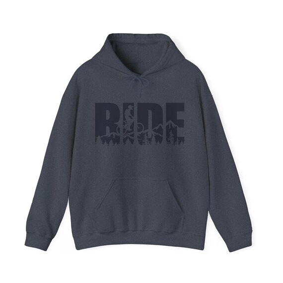 Cycling Ride Hoodie, Bicycling Mountain Biking RIDE Sweatshirt